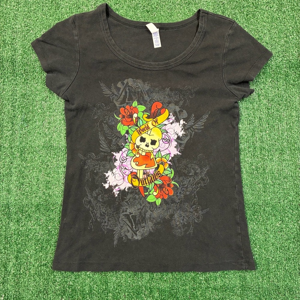 Y2K 2000's Bella World of Outlaws Ed-Hardy Style Graphic Top
